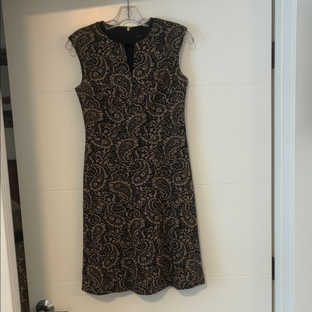 Tommy Hilfiger Black and Tan Paisley Midi Dress